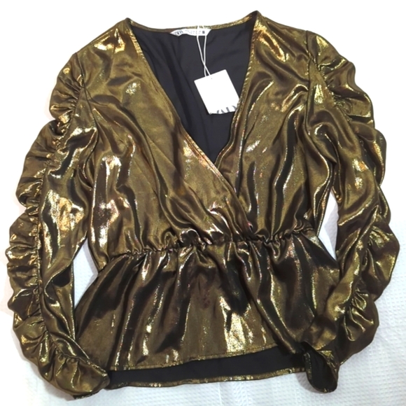 Zara Tops - 2/$30 NEW Zara Gold Metallic Blouse